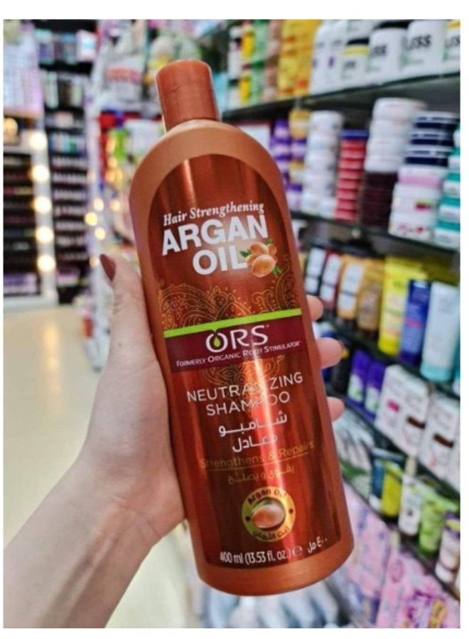 ORS Argan Oil Neutralizing Shampoo (400ml) - pH Balancing Treatment with Color Signal - Deep Cleansing & Moisture - For Relaxed & Chemically Treated Hair - Image 3